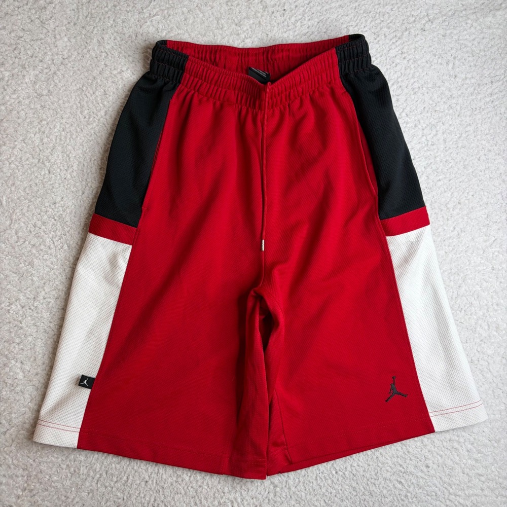 Jordan Brand Mesh Basketball Shorts Mens Small Red Black White baggy loose